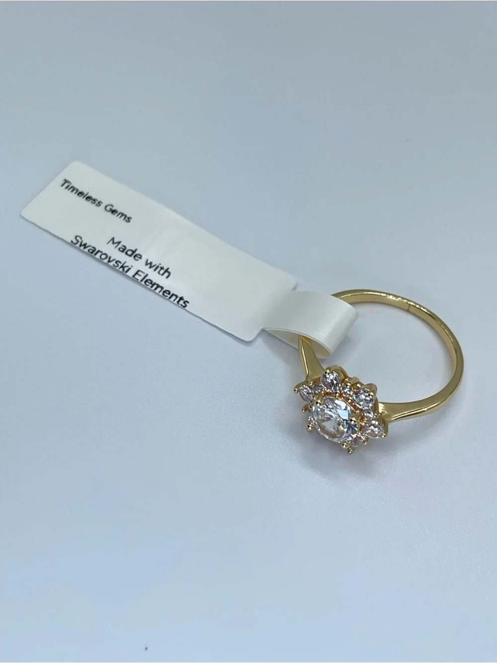 Swarovski Crystal Elements White Swarovski Elements Floral Halo Ring Size 8